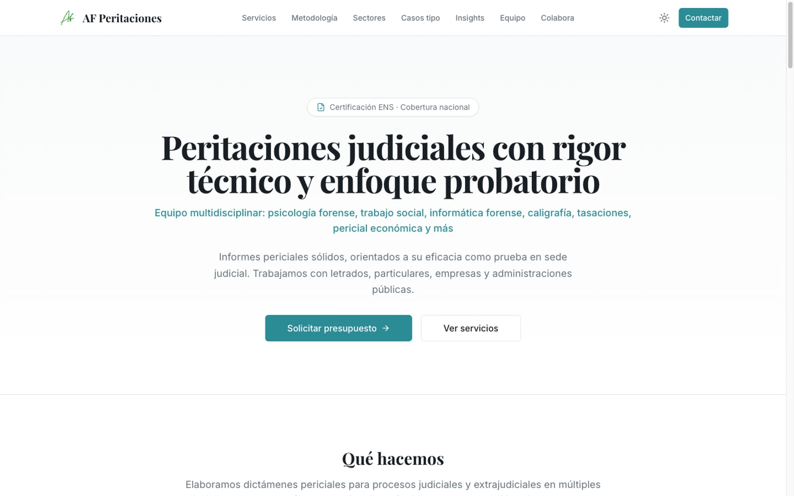 Vista previa del proyecto AF Peritaciones