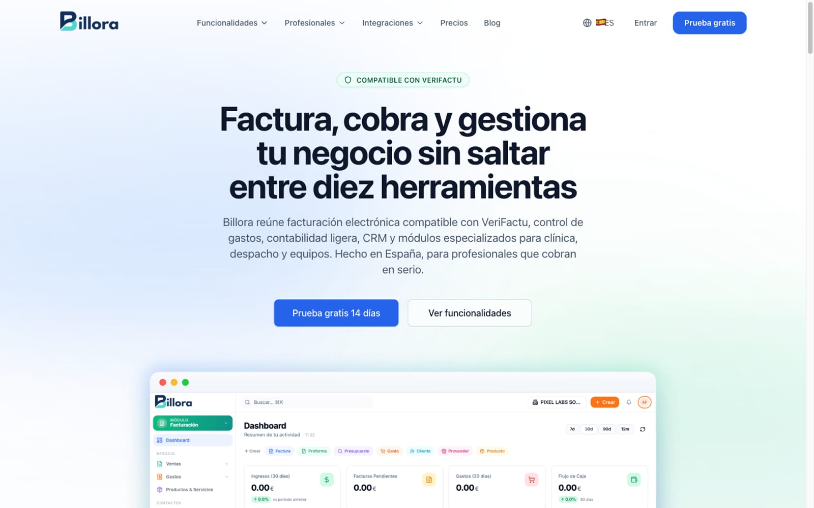 Vista previa del proyecto Billora